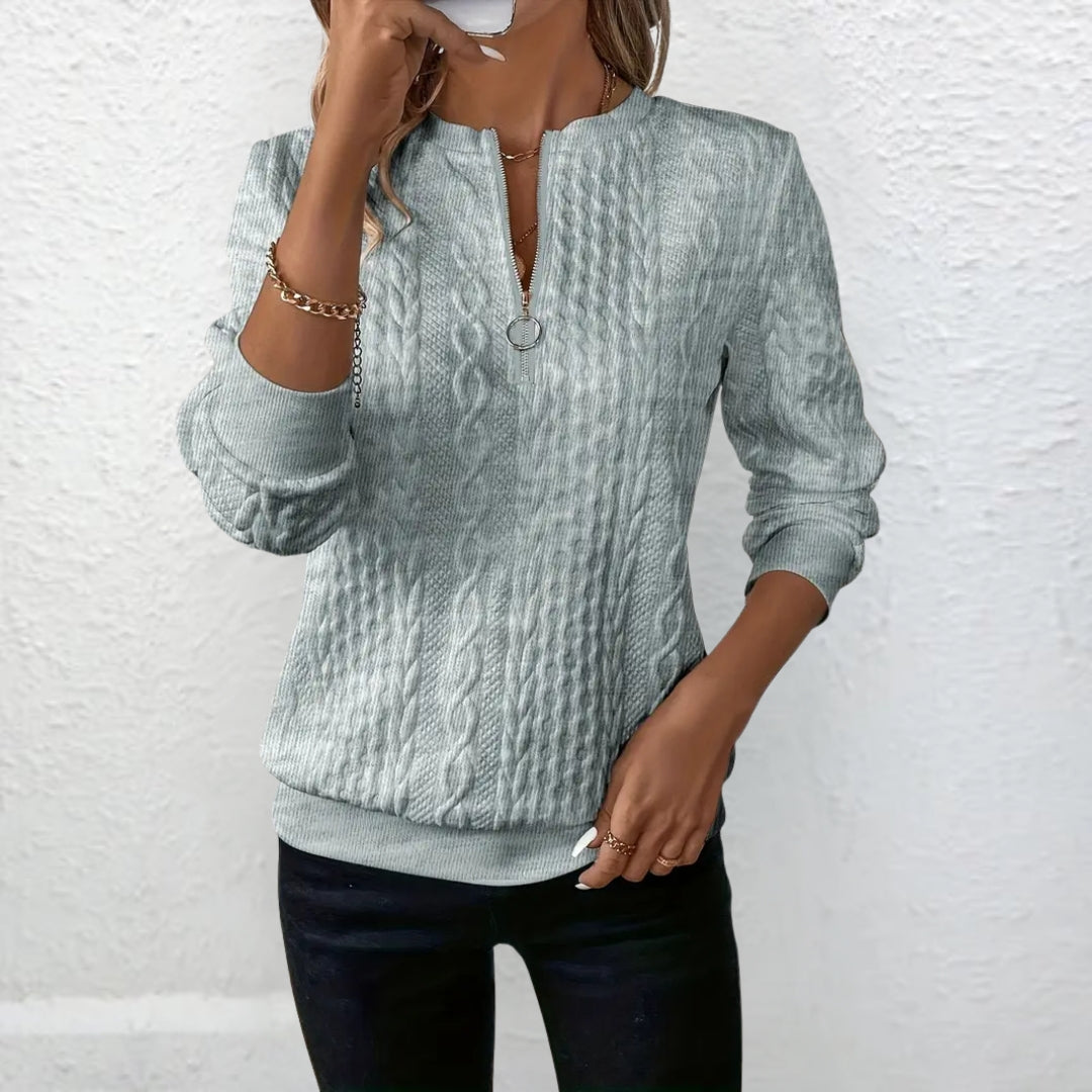 Wiktoria™ | Modny Sweter z Dekoltem na Zamek