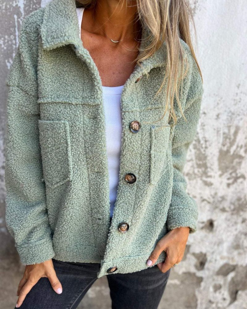 Amalia - Wełniany Płaszcz z Klapami