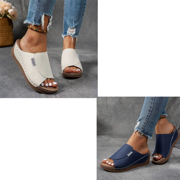 Comfortabele slippers met ondersteuning voor de voetboog - Effen damessandalen - Ademend