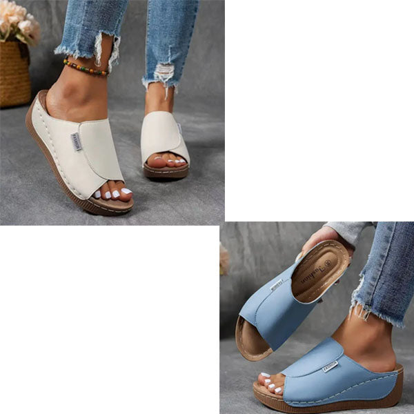 Comfortabele slippers met ondersteuning voor de voetboog - Effen damessandalen - Ademend