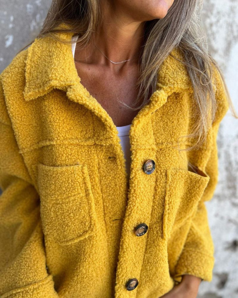 Amalia - Wełniany Płaszcz z Klapami