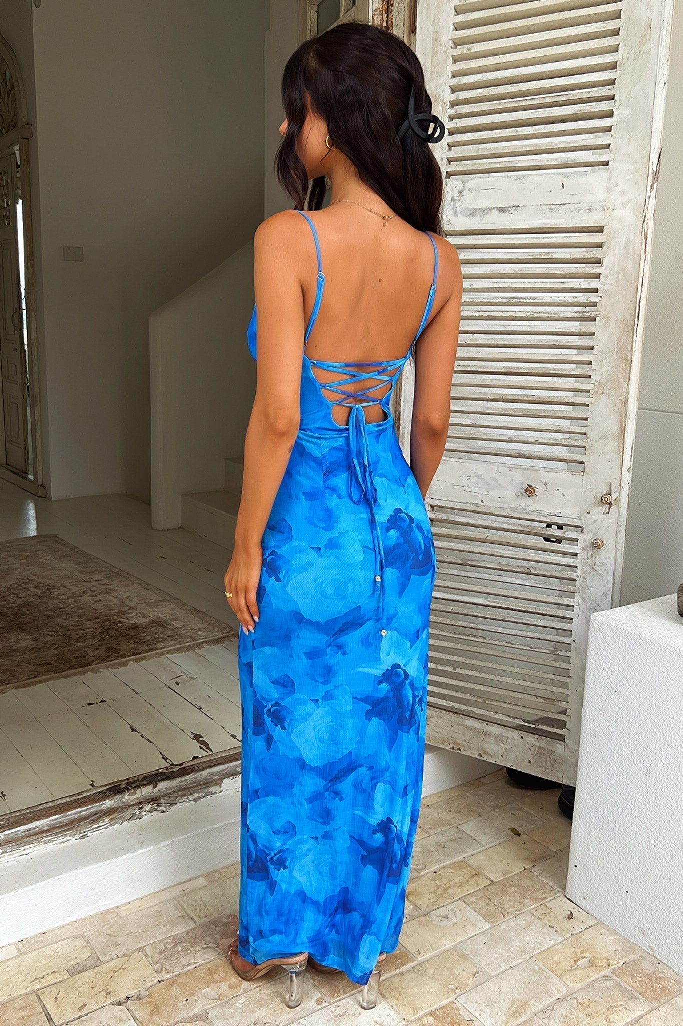 Celestyna | Kwiecista sukienka maxi
